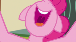 Size: 1920x1080 | Tagged: safe, screencap, pinkie pie, g4, make new friends but keep discord, breaking the fourth wall, female, fourth wall, he wants all of the cakes, mawshot, nose in the air, open mouth, solo, uvula, volumetric mouth