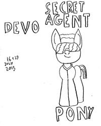 Size: 2312x2894 | Tagged: safe, artist:barryfrommars, earth pony, pony, devo, goggles, high res, johnny rivers, monochrome, secret agent man, sketch, song reference, traditional art