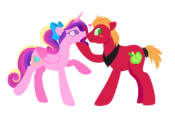 Size: 1225x794 | Tagged: safe, artist:carouselunique, big macintosh, princess cadance, earth pony, pony, g4, cadmac, male, shipping, stallion, straight, teenager