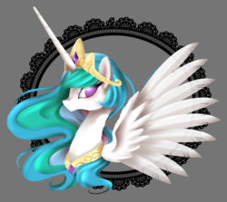 Size: 2593x2313 | Tagged: safe, artist:snow angel, princess celestia, g4, female, high res, looking at you, portrait, smiling, solo, spread wings