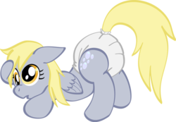 Size: 600x416 | Tagged: safe, artist:redfoxjake, derpy hooves, pegasus, pony, g4, diaper, female, mare, non-baby in diaper, solo