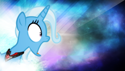 Size: 2560x1440 | Tagged: safe, artist:firestorm-can, artist:shaakuras, trixie, pony, unicorn, g4, alicorn amulet, evil trixie, female, gasp, glowing, mare, shocked, solo, vector, wallpaper