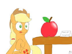 Size: 1280x960 | Tagged: safe, artist:mkogwheel, applejack, earth pony, pony, g4, 30 minute art challenge, apple, eyes on the prize, female, herbivore, solo, temptation, that pony sure does love apples