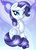 Size: 857x1200 | Tagged: safe, artist:ikuvaito, rarity, pony, unicorn, g4, cute, female, looking at you, mare, raised hoof, raribetes, sitting, smiling, solo, zoom layer