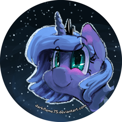 Size: 3308x3308 | Tagged: safe, artist:darkflame75, princess luna, g4, :t, blushing, cute, female, filly, high res, portrait, s1 luna, smiling, solo, woona, younger