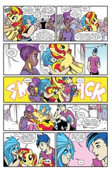 Size: 1040x1600 | Tagged: safe, artist:sophie campbell, idw, sunset shimmer, pony, g4, spoiler:comic, aja leith, cameo, comic, crossover, jem, jem and the holograms, looking at you, plushie, pony reference, shana elmsford