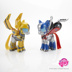 Size: 2000x2000 | Tagged: safe, official, bumblebee (transformers), high res, optimus prime, ponified, rule 85, transformers, transformers robots in disguise (2015)