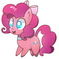 Size: 700x700 | Tagged: safe, artist:cookie-fish, pinkie pie, g4, bow, chibi, collar, cute, diapinkes, female, hair bow, no pupils, solo