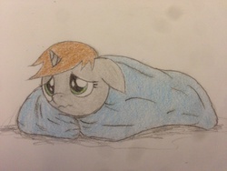 Size: 3264x2448 | Tagged: safe, artist:professionalpuppy, oc, oc only, oc:littlepip, pony, unicorn, fallout equestria, blanket, cold, cute, diabetes, fanfic, fanfic art, female, high res, horn, mare, pipabetes, simple background, solo, traditional art, white background