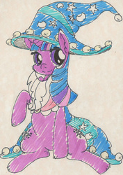 Size: 1280x1811 | Tagged: safe, artist:wrathmo, twilight sparkle, g4, clothes, costume, female, nightmare night costume, solo, star swirl the bearded costume, traditional art