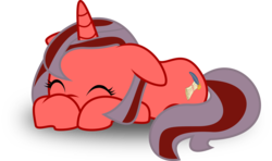 Size: 5054x3000 | Tagged: safe, artist:ruinedomega, oc, oc only, oc:ademitia, pony, unicorn, prone, simple background, sleeping, solo