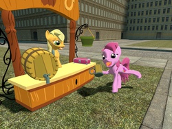 Size: 1024x768 | Tagged: safe, applejack, berry punch, berryshine, g4, 3d, gmod