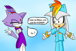 Size: 1169x790 | Tagged: safe, artist:soul-yagami64, rainbow dash, g4, blaze the cat, clothes, cosplay, costume, crossover, male, misspelling, silver the hedgehog, sonic the hedgehog (series)