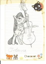 Size: 1700x2339 | Tagged: safe, artist:darkpsychomessiah, octavia melody, g4, cello, female, lined paper, musical instrument, scan, solo, traditional art