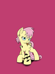 Size: 1440x1932 | Tagged: safe, artist:trickydick, fluttershy, g4, alternate hairstyle, female, piercing, solo, suicide girls, tattoo