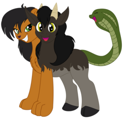 Size: 2397x2244 | Tagged: safe, chimera, chimera pony, snake, g4, somepony to watch over me, cloven hooves, conjoined, conjoined twins, high res, multiple heads, three heads