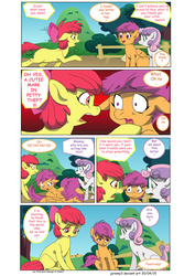 Size: 1600x2261 | Tagged: safe, artist:jeremy3, apple bloom, scootaloo, sweetie belle, earth pony, pony, comic:everfree, g4, comic, cutie mark crusaders, letter, panic, spinning