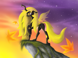 Size: 2560x1920 | Tagged: safe, artist:vhcqcryostasis, oc, oc only, oc:aurelia, changeling, changeling queen, changeling oc, changeling queen oc, female, solo, yellow changeling