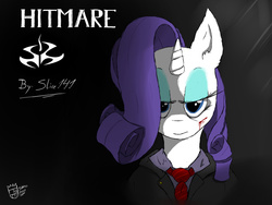 Size: 1024x768 | Tagged: safe, artist:sanyo2100, rarity, pony, g4, bipedal, clothes, crossover, hitman, suit, video game