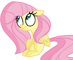 Size: 1320x1080 | Tagged: safe, artist:hattsy, fluttershy, pegasus, pony, g4, female, floppy ears, looking up, mare, sitting, solo