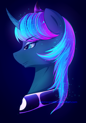 Size: 1936x2765 | Tagged: safe, artist:submerged08, princess luna, g4, curved horn, female, horn, portrait, s1 luna, solo