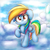 Size: 2500x2500 | Tagged: safe, artist:heavymetalbronyyeah, rainbow dash, pegasus, pony, g4, c:, cloud, cloudy, cute, dashabetes, female, floppy ears, fluffy, high res, looking at you, raised hoof, raised leg, smiling, solo