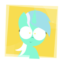 Size: 1280x1280 | Tagged: safe, artist:limejerry, lyra heartstrings, pony, unicorn, g4, abstract background, bust, female, portrait, smiling, solo