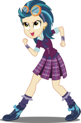 Size: 3000x4530 | Tagged: safe, artist:xebck, indigo zap, equestria girls, g4, my little pony equestria girls: friendship games, clothes, crystal prep academy, crystal prep academy uniform, crystal prep shadowbolts, cute, ear piercing, excited, female, goggles, high res, piercing, pleated skirt, school uniform, simple background, skirt, solo, transparent background, vector, zapabetes