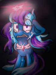 Size: 768x1024 | Tagged: safe, artist:nightdragon204, oc, oc only, oc:sapphire sparkle, ask sapphire sparkle, crying, magic, magical lesbian spawn, offspring, parent:trixie, parent:twilight sparkle, parents:twixie, solo