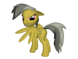 Size: 1200x900 | Tagged: safe, daring do, pegasus, pony, ponylumen, g4, 3d, butt, female, flank, floppy ears, looking at you, mare, plot, solo, spread wings, turned away, turned head
