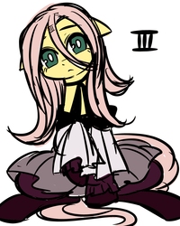 Size: 1024x1280 | Tagged: safe, artist:うめぐる, fluttershy, g4, drakengard, drakengard 3, female, solo, three (drakengard)