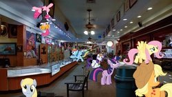 Size: 900x506 | Tagged: safe, artist:mr-kennedy92, applejack, derpy hooves, fluttershy, pinkie pie, rainbow dash, rarity, twilight sparkle, pegasus, pony, g4, female, gold and silver pawn shop, irl, las vegas, mane six, mare, pawn shop, pawn stars, photo, ponies in real life