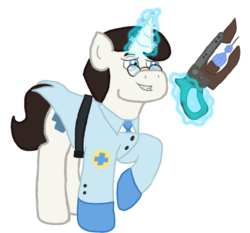 Size: 740x689 | Tagged: safe, artist:mediponee, crossover, medic, medic (tf2), ponified, team fortress 2, ubersaw