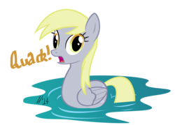 Size: 1872x1338 | Tagged: dead source, safe, artist:idioticbat, derpy hooves, pegasus, pony, g4, behaving like a duck, derpy duck, female, mare, pegaduck, quack, solo