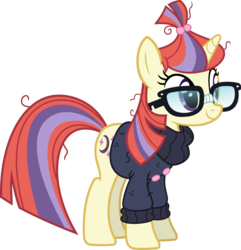 Size: 5773x6000 | Tagged: safe, artist:magister39, moondancer, pony, unicorn, amending fences, g4, absurd resolution, clothes, cute, dancerbetes, female, glasses, mare, shirt, simple background, smiling, solo, sweater, transparent background, vector