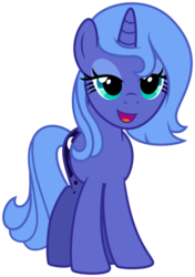 Size: 3000x4260 | Tagged: safe, artist:missgoldendragon, princess luna, pony, unicorn, g4, bedroom eyes, female, filly, race swap, s1 luna, simple background, solo, transparent background, vector, woona, younger