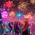 Size: 1000x1000 | Tagged: safe, artist:lumineko, lemon hearts, lyra heartstrings, minuette, moondancer, twilight sparkle, twinkleshine, alicorn, pony, unicorn, amending fences, g4, 4th of july, canterlot six, crying, donut, female, fireworks, glasses, happy, mare, sitting, smiling, twilight sparkle (alicorn)