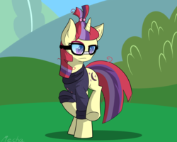 Size: 1280x1024 | Tagged: safe, artist:mechanized515, moondancer, pony, unicorn, amending fences, g4, clothes, female, glasses, solo