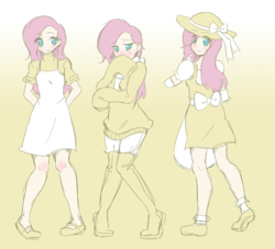 Size: 2200x2000 | Tagged: safe, artist:applestems, fluttershy, human, g4, clothes, dress, female, high res, humanized, solo, sundress, sweater, sweatershy