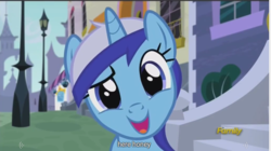 Size: 1284x717 | Tagged: safe, screencap, minuette, pony, unicorn, amending fences, g4, meme, youtube caption