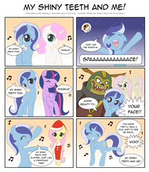 Size: 1300x1500 | Tagged: safe, artist:jdan-s, fluttershy, minuette, twilight sparkle, twinkleshine, alicorn, pony, g4, adorableshine, chip skylark, comic, cute, discorded, female, flutterbitch, ganon, link: the faces of evil, mare, minubetes, my shiny teeth and me, portal (valve), portal 2, space core, the fairly oddparents, the legend of zelda, twilight sparkle (alicorn)