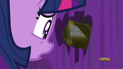 Size: 1366x765 | Tagged: safe, screencap, twilight sparkle, alicorn, pony, amending fences, g4, door, female, hole, incoming, mare, twilight sparkle (alicorn), worried