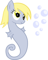 Size: 600x755 | Tagged: safe, artist:the smiling pony, derpy hooves, sea pony, g4, bubble, female, fins, race swap, simple background, solo, swimming, transparent background, underwater, vector, water