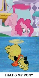 Size: 278x549 | Tagged: safe, pinkie pie, amending fences, g4, dastardly and muttley in their flying machines, hanna barbera, meme, muttley, pinkiecopter, tailcopter