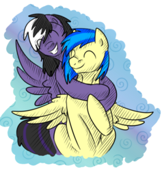 Size: 500x528 | Tagged: safe, artist:stormblaze-pegasus, oc, oc only, oc:silvia windmane, oc:stormblaze, pegasus, cute, eyes closed, hug, pegasus oc, simple background, smiling, transparent background