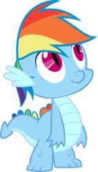 Size: 1911x3366 | Tagged: safe, artist:megarainbowdash2000, rainbow dash, dragon, g4, baby dragon, dragonified, rainbow dragon, simple background, species swap, transparent background, vector, younger