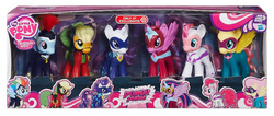 Size: 1120x474 | Tagged: safe, applejack, fili-second, fluttershy, mistress marevelous, pinkie pie, radiance, rainbow dash, rarity, saddle rager, twilight sparkle, zapp, alicorn, pony, g4, official, fashion style, female, mane six, mare, masked matter-horn costume, packaging, power ponies, target exclusive, toy, twilight sparkle (alicorn)