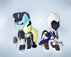 Size: 2500x2000 | Tagged: safe, artist:fluttair, oc, oc only, oc:thunderbolt, oc:witches, assassin's creed, assassin's creed iii, aveline, clothes, connor kenway, cosplay, crossover, ear fluff, high res