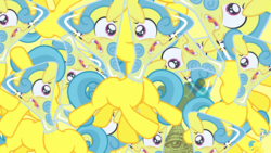 Size: 1920x1080 | Tagged: safe, lemon hearts, g4, flaskhead hearts, illuminati, multeity, wallpaper, wat