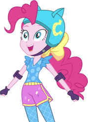 Size: 452x631 | Tagged: safe, artist:gerardogreiff, pinkie pie, equestria girls, g4, my little pony equestria girls: friendship games, clothes, cute, female, helmet, shorts, simple background, smiling, solo, transparent background, vector